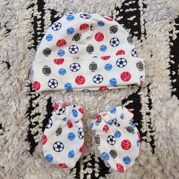 Gerber Baby Boy 5 piece Hat and Mitten Set 0-6 Months - Picture 6 of 11